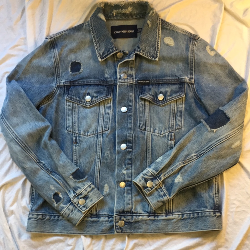Calvin Klein Distressed Denim Jean Jacket